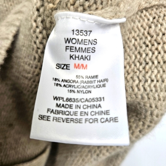 Woolrich Womens Sz M Beige Open Zipped Hooded Sweater Angora Blend - Picture 7 of 7